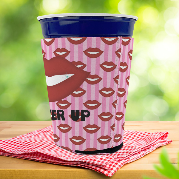 Lips (Pucker Up) Party Cup Sleeves - with bottom - Lifestyle