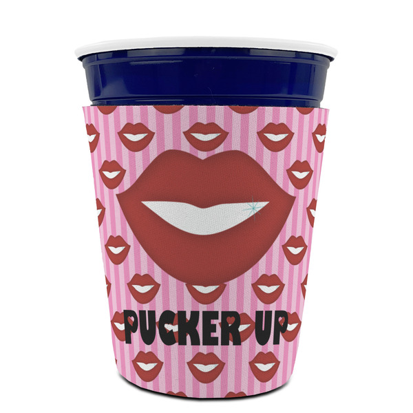 Lips (Pucker Up) Party Cup Sleeves - without bottom - FRONT (on cup)