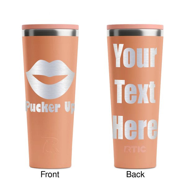 Lips (Pucker Up) Peach RTIC Everyday Tumbler - 28 oz. - Front and Back