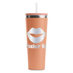 Lips (Pucker Up) RTIC Everyday Tumbler with Straw - 28oz - Peach - Single-Sided