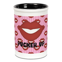 Lips (Pucker Up) Ceramic Pencil Holders - Black