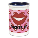 Lips (Pucker Up) Ceramic Pencil Holders - Blue