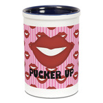 Lips (Pucker Up) Ceramic Pencil Holders - Blue