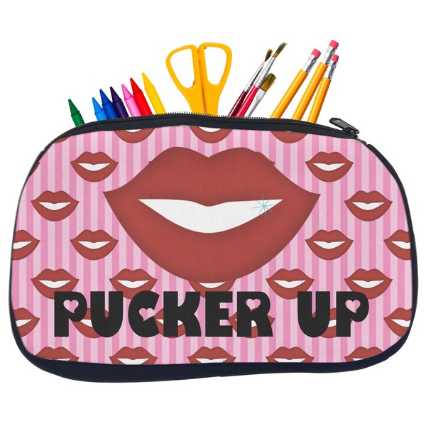 Custom Lips (Pucker Up) Neoprene Pencil Case - Medium