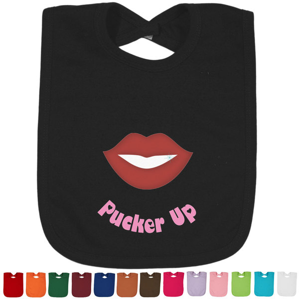 Custom Lips (Pucker Up) Cotton Baby Bib