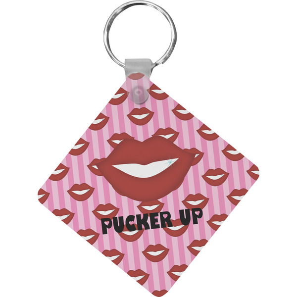 Custom Lips (Pucker Up) Diamond Plastic Keychain