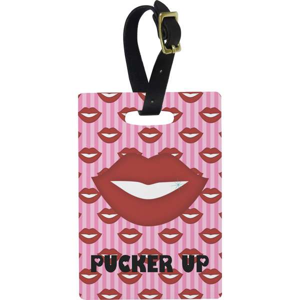 Custom Lips (Pucker Up) Plastic Luggage Tag - Rectangular