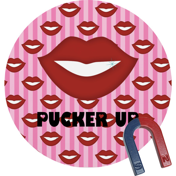 Custom Lips (Pucker Up) Round Fridge Magnet