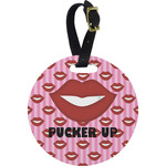 Lips (Pucker Up) Plastic Luggage Tag - Round