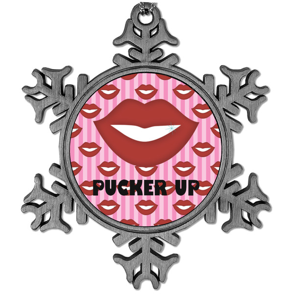 Custom Lips (Pucker Up) Vintage Snowflake Ornament