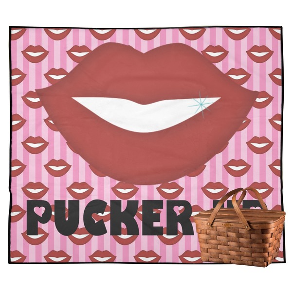 Custom Lips (Pucker Up) Outdoor Picnic Blanket