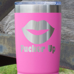 Lips (Pucker Up) 20 oz Stainless Steel Tumbler - Pink - Single Sided