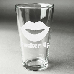 Lips (Pucker Up) Pint Glass - Engraved