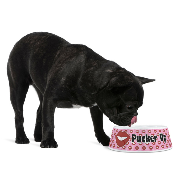 Lips (Pucker Up) Plastic Pet Bowls - Medium - LIFESTYLE