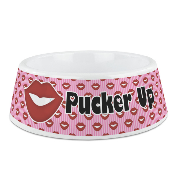 Custom Lips (Pucker Up) Plastic Dog Bowl - Medium