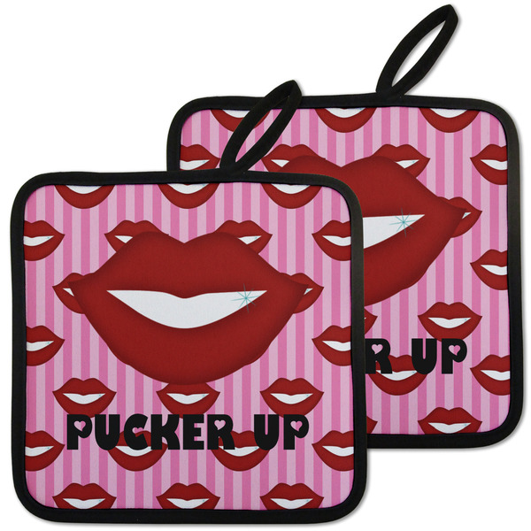 Custom Lips (Pucker Up) Pot Holders - Set of 2