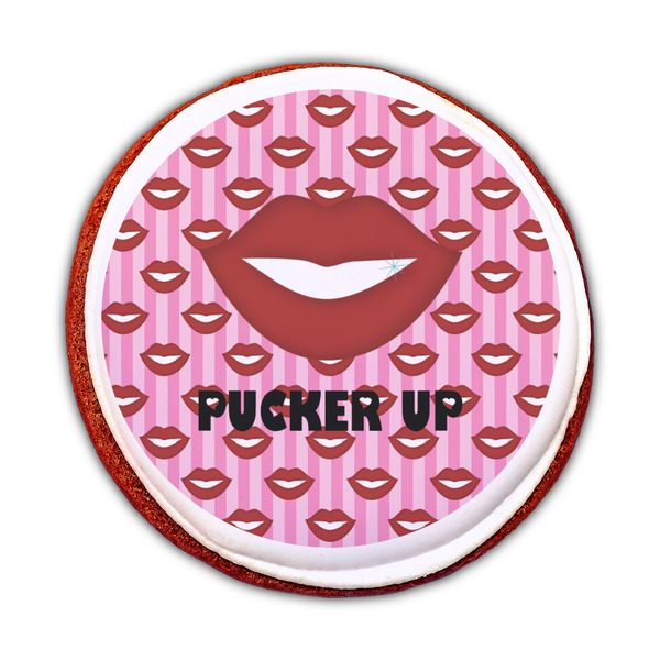 Lips (Pucker Up) Printed Icing Circle - Medium - On Cookie