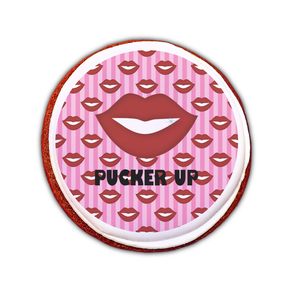 Lips (Pucker Up) Printed Icing Circle - Small - On Cookie