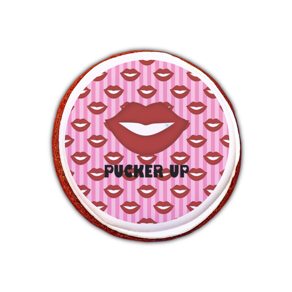 Lips (Pucker Up) Printed Icing Circle - XSmall - On Cookie
