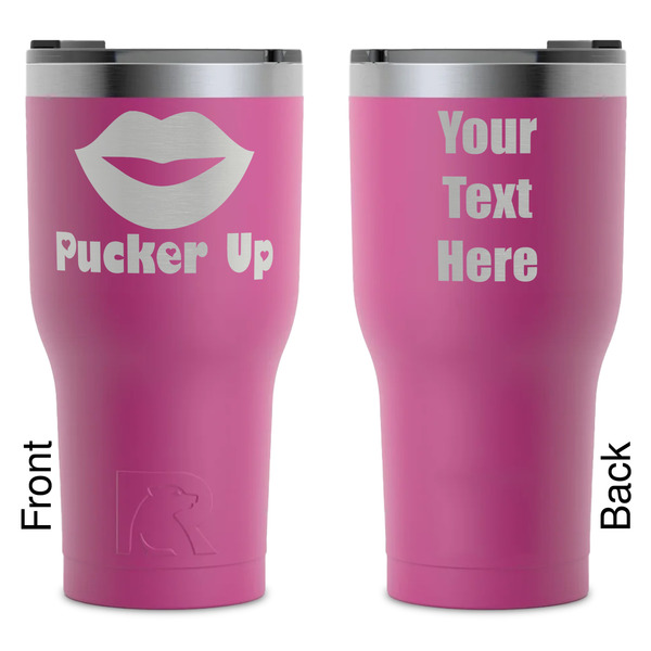 Custom Lips (Pucker Up) RTIC Tumbler - Magenta - Laser Engraved - Double-Sided
