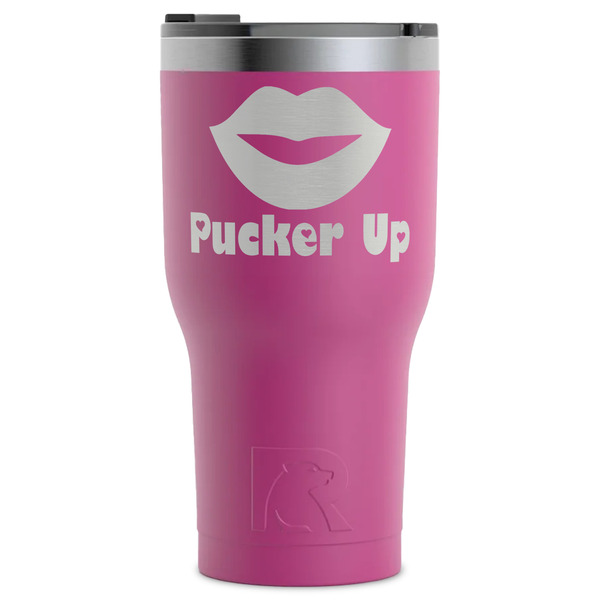 Custom Lips (Pucker Up) RTIC Tumbler - Magenta - Laser Engraved - Single-Sided