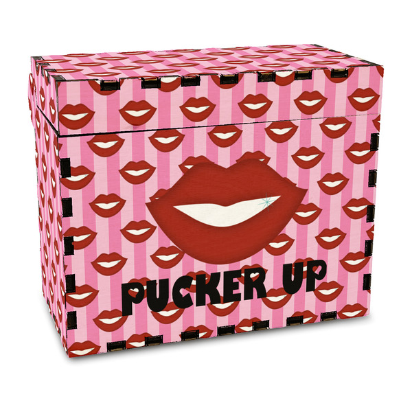 Custom Lips (Pucker Up) Wood Recipe Box - Full Color Print