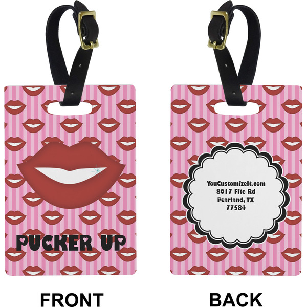 Lips (Pucker Up)  Rectangle Luggage Tag (Front + Back)