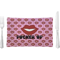 Lips (Pucker Up) Rectangular Glass Lunch / Dinner Plate - Single or Set
