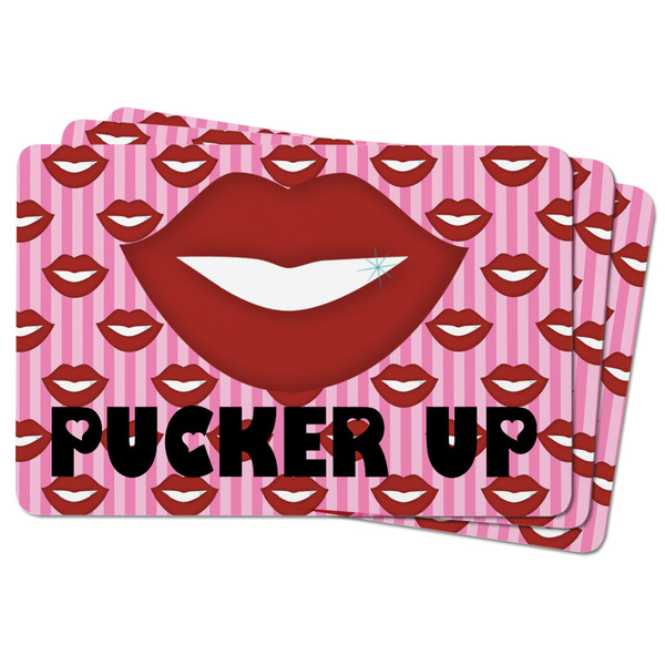 Lips (Pucker Up) Rectangular Fridge Magnet - THREE