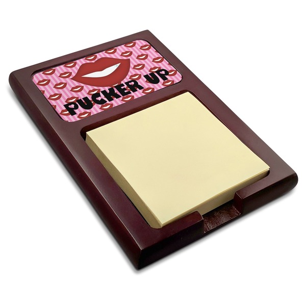 Custom Lips (Pucker Up) Red Mahogany Sticky Note Holder