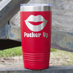 Lips (Pucker Up) 20 oz Stainless Steel Tumbler - Red - Single Sided