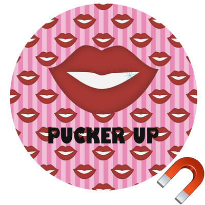Lips (Pucker Up) Round Car Magnet - 6"