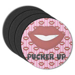 Lips (Pucker Up) Round Rubber Backed Coasters - Set of 4