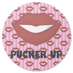 Lips (Pucker Up) Round Rubber Backed Coaster