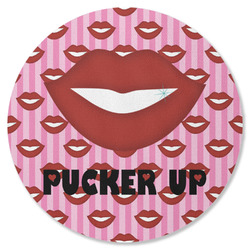 Lips (Pucker Up) Round Rubber Backed Coaster