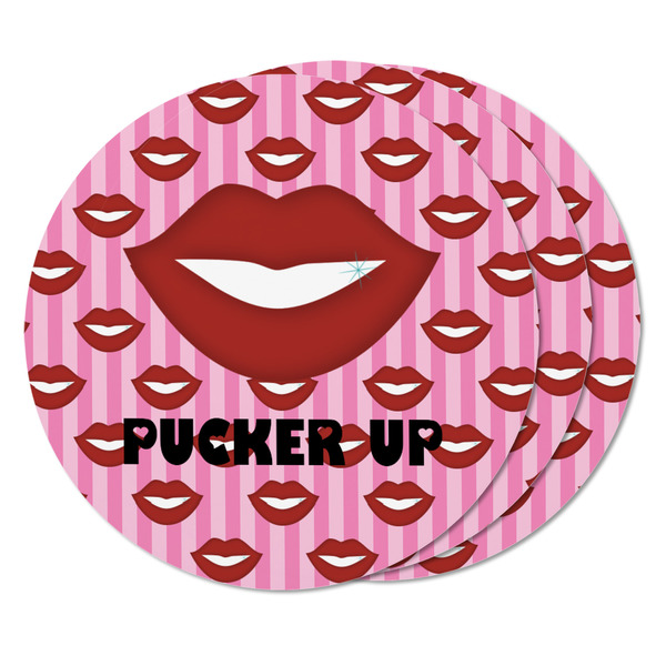 Lips (Pucker Up) Round Fridge Magnet - THREE