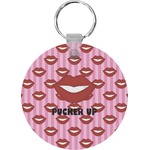 Lips (Pucker Up) Round Plastic Keychain