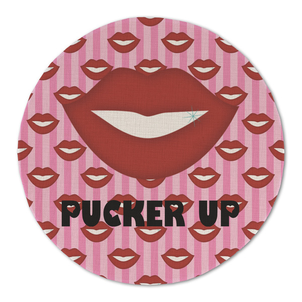 Lips (Pucker Up) Round Linen Placemats - FRONT (Double Sided)