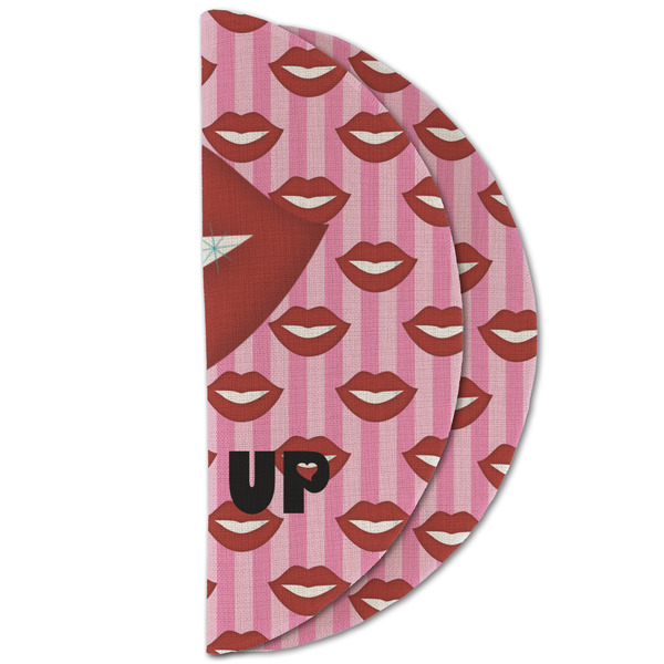 Lips (Pucker Up) Round Linen Placemats - HALF FOLDED (double sided)