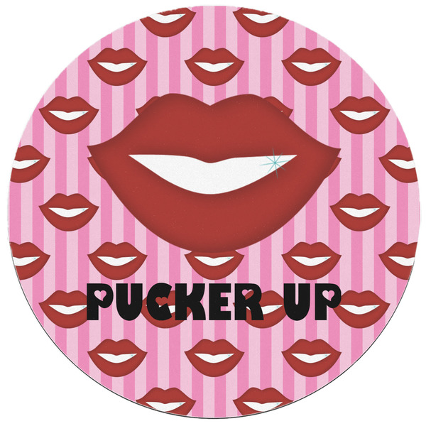 Lips (Pucker Up) Round Mousepad - APPROVAL
