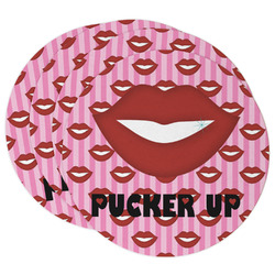 Lips (Pucker Up) Round Paper Coasters
