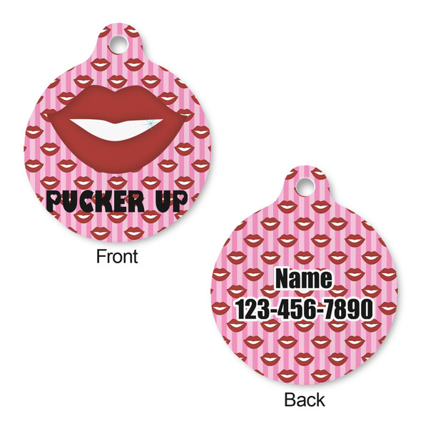 Lips (Pucker Up) Round Pet ID Tag - Large - Approval
