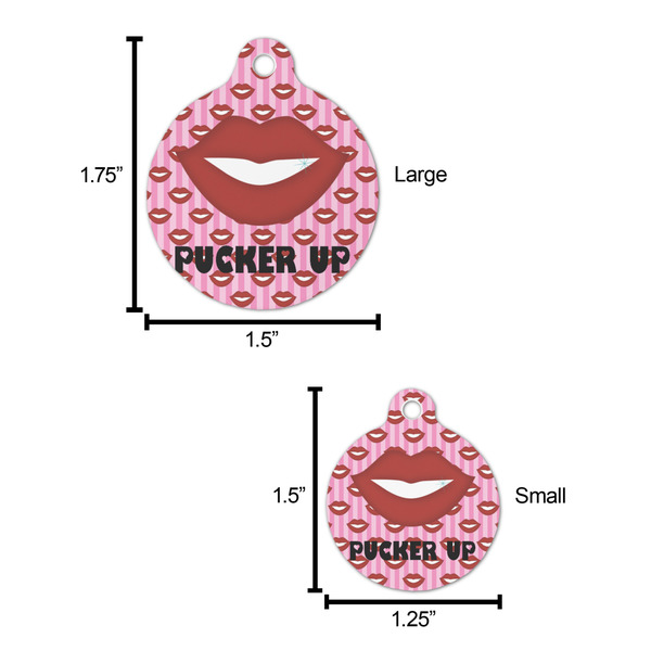 Lips (Pucker Up) Round Pet ID Tag - Large - Comparison Scale