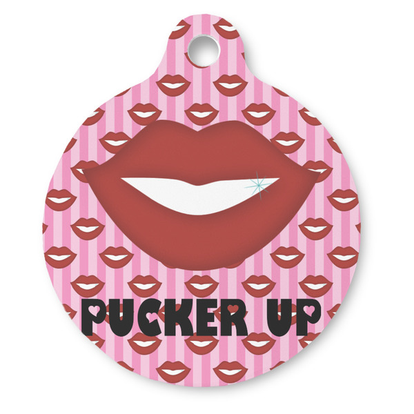 Custom Lips (Pucker Up) Round Pet ID Tag - Large