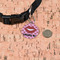 Lips (Pucker Up) Round Pet ID Tag - Small - In Context