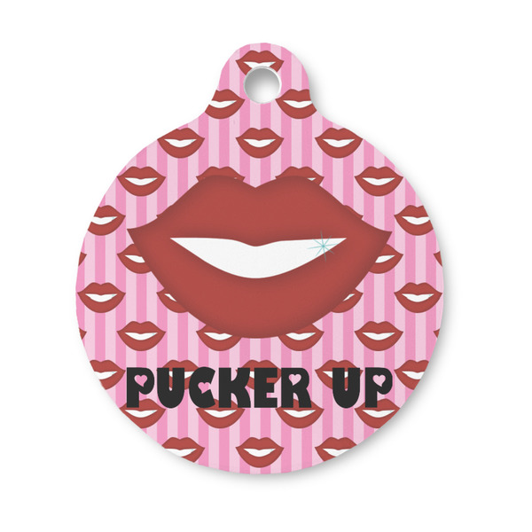 Custom Lips (Pucker Up) Round Pet ID Tag - Small
