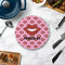 Lips (Pucker Up) Round Stone Trivet - In Context View