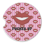 Lips (Pucker Up) Sandstone Car Coaster - Single