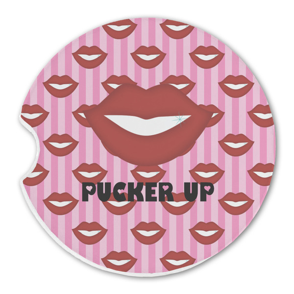 Lips (Pucker Up) Sandstone Car Coaster - Single