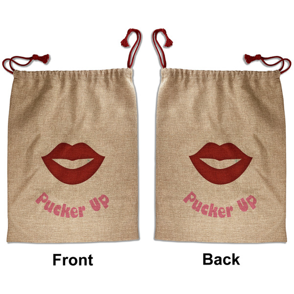 Lips (Pucker Up) Santa Bag - Front and Back